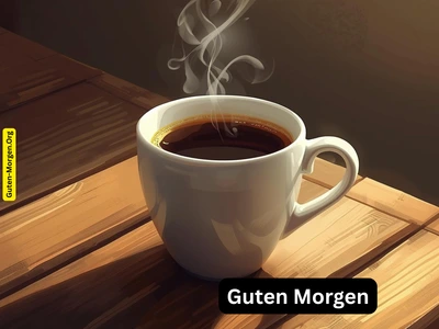 Guten Morgen Bild - Dampfende Kaffeetasse