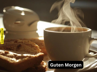 Guten Morgen Bild - Gemütliches Frühstück mit Kaffee