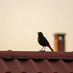 Frühling: Hausrotschwanz auf dem Dach